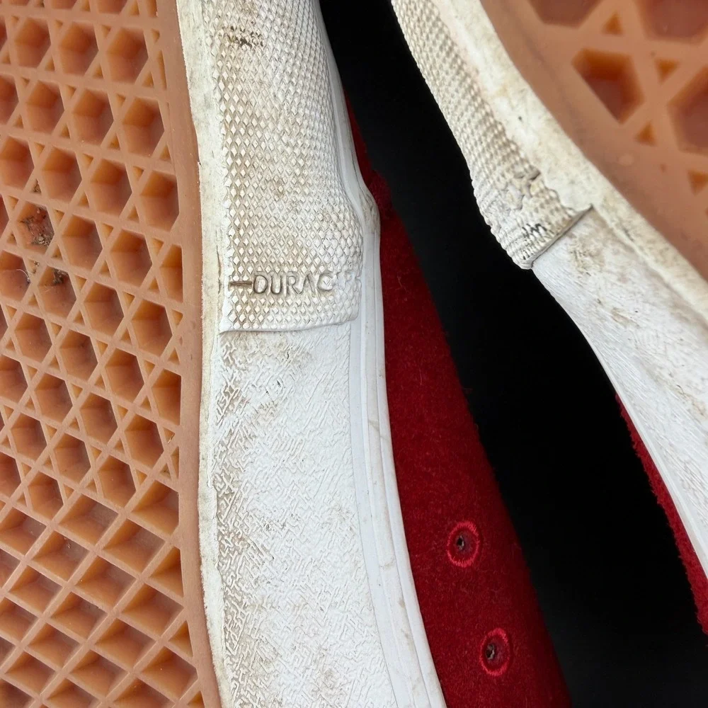Vans Chukka Low Pro Men 11.5 Skateboard Shoes Red Suede Lace Up Athletic Sneaker